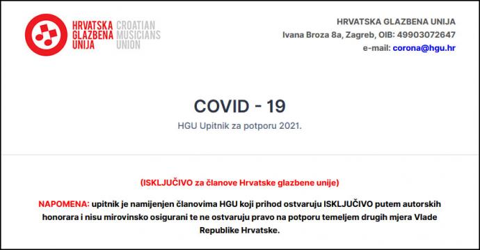 Novi upitnik za potporu COVID-19 iz Fonda solidarnosti HGU-a