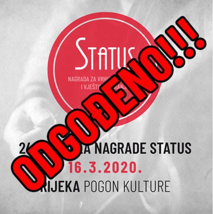 Nagrada Status, Rijeka 16.3.2020. - ODGOĐENO!!!